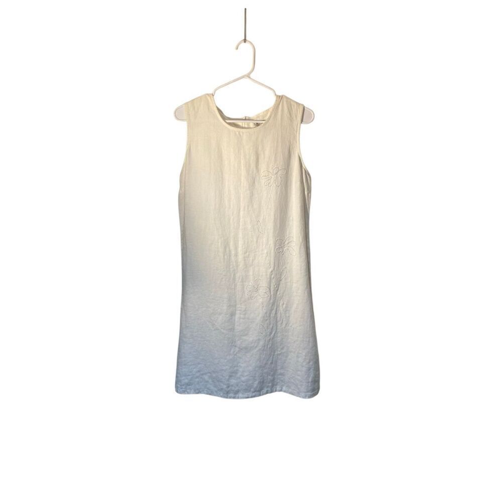 Uniform John Paul Richard women’s white 100% linen Beaded dress L